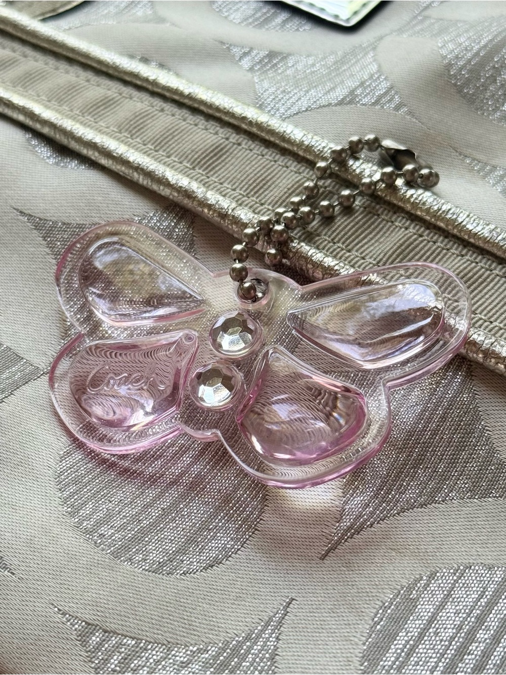 Coach Rare Pink Bling Butterfly Acrylic Charm